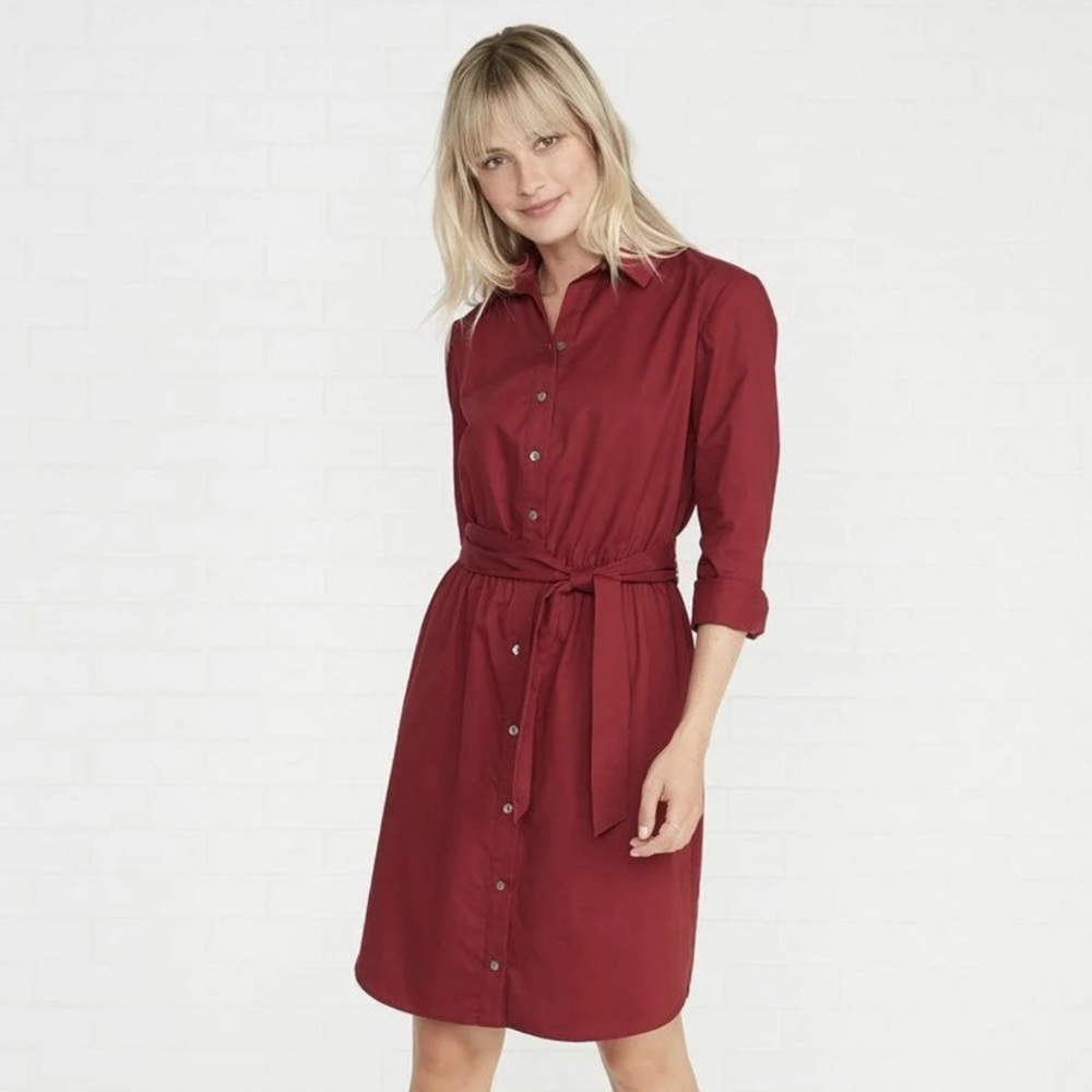 Amour Vert Bridget Shirt Dress Wine Size M